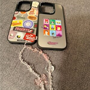 Peanuts Themed Phone Case with Charm - Black and Gray